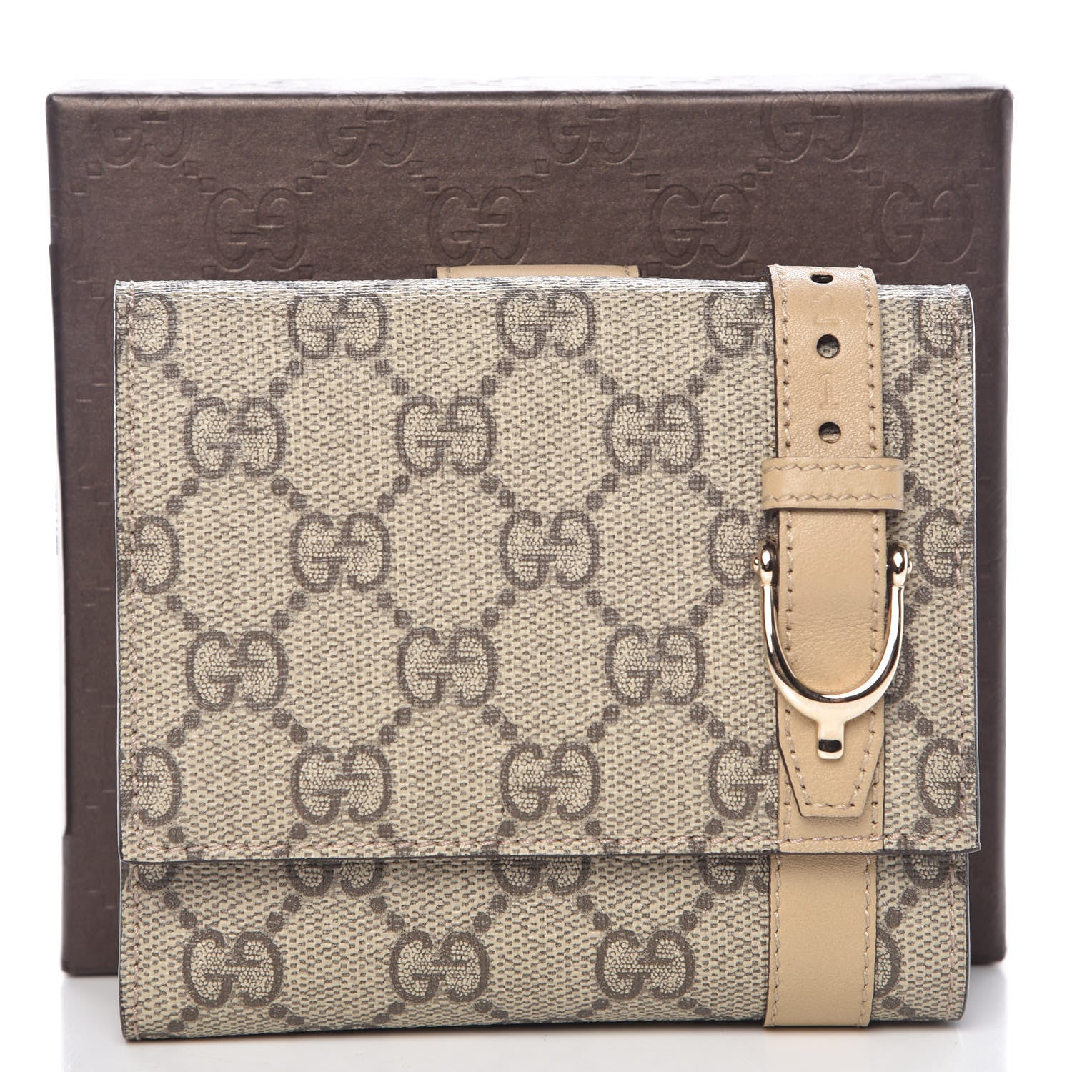 Gucci GG Supreme Monogram Nice French Flap Wallet Beige 9 of 9