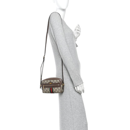 Gucci GG Supreme Monogram Web Mini Ophidia Shoulder Bag Brown 2 of 11