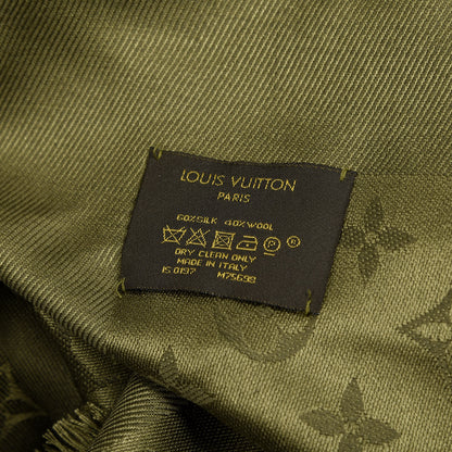 Louis Vuitton Silk Wool Monogram Shawl Kaki 3 of 3