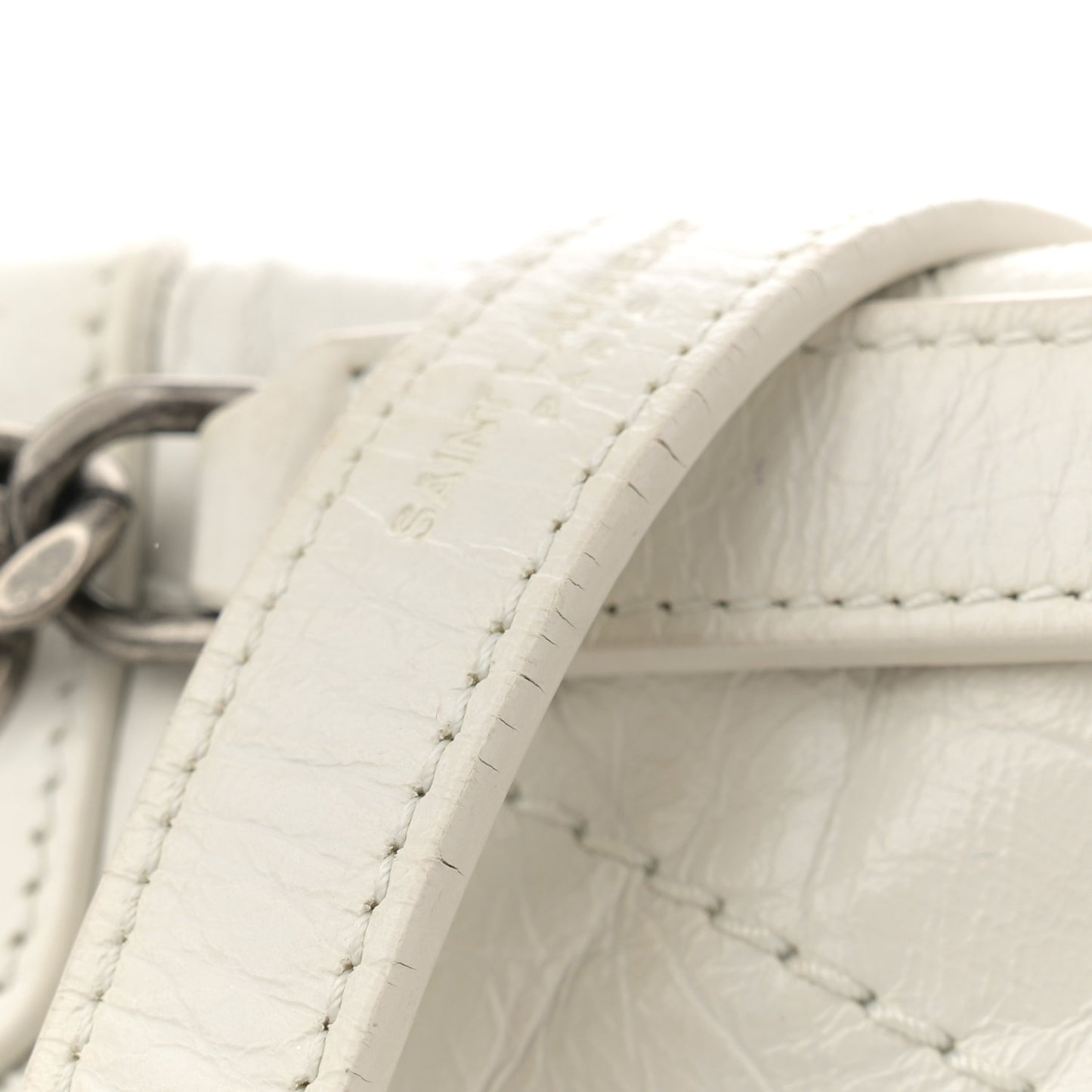 Crinkled Calfskin Matelasse Monogram Medium Niki Chain Satchel Dirty White