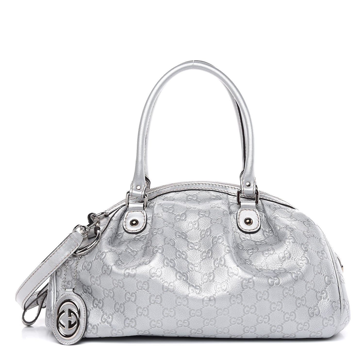Gucci Metallic Guccissima Medium Sukey Boston Silver 1 of 11