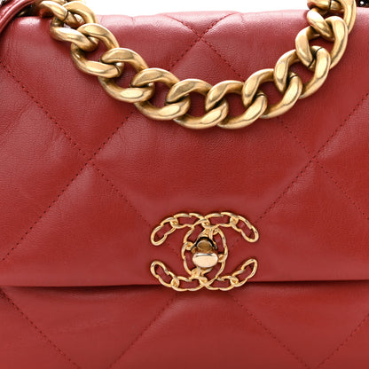 Chanel Goatskin Quilted Large Chanel 19 Flap Red 8 of 10