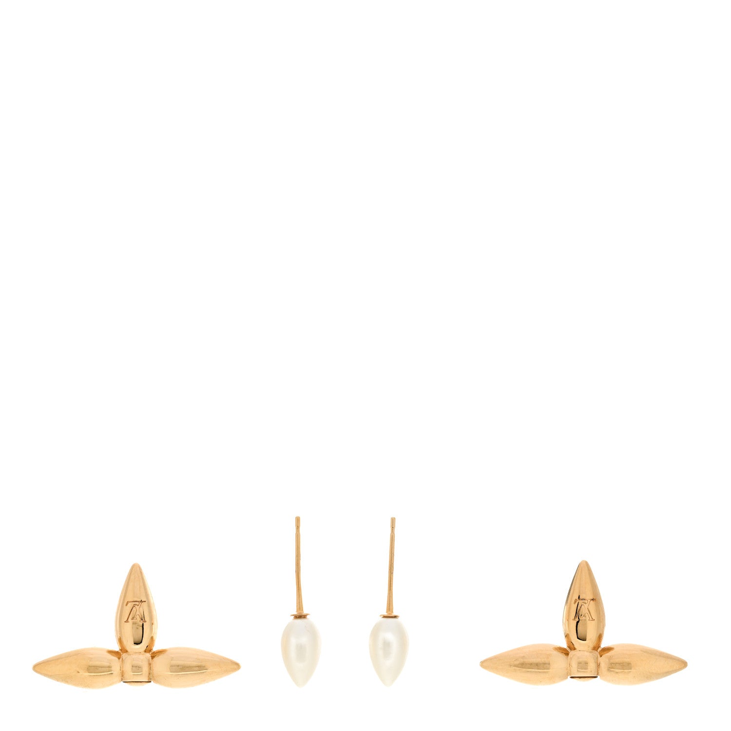 Louis Vuitton Pearl Louisette By Night Earrings Gold 3 of 4