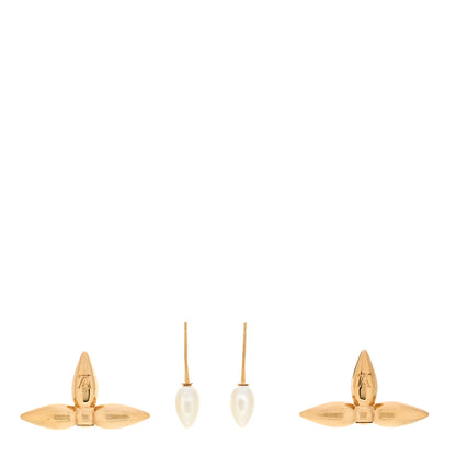 Louis Vuitton Pearl Louisette By Night Earrings Gold 3 of 4