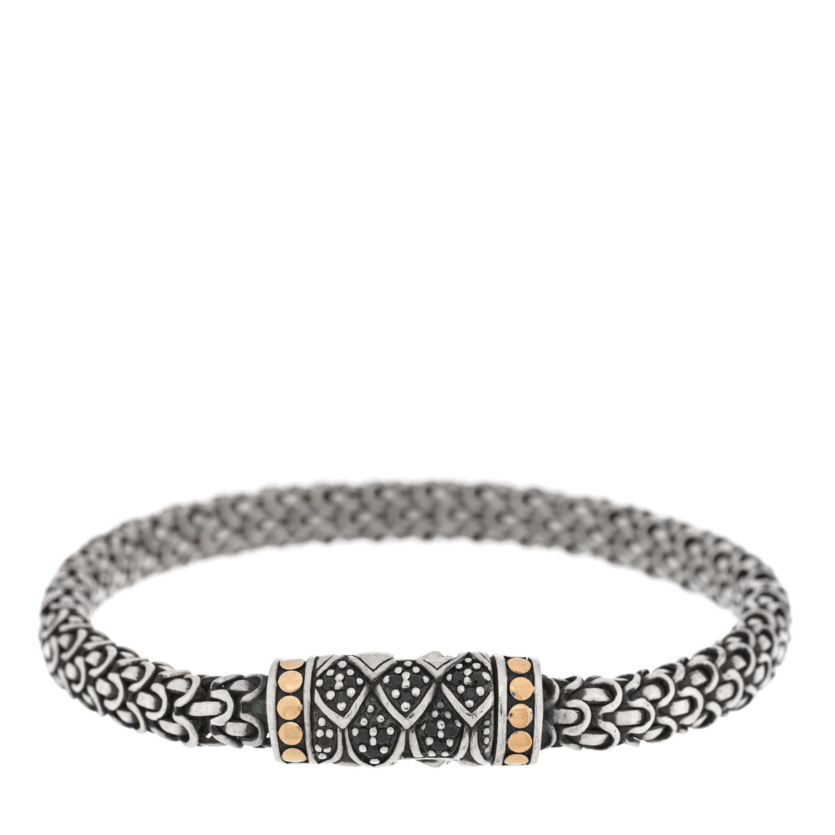John Hardy Sterling Silver 18K Yellow Gold Black Sapphire Naga Legend Bracelet 2 of 3