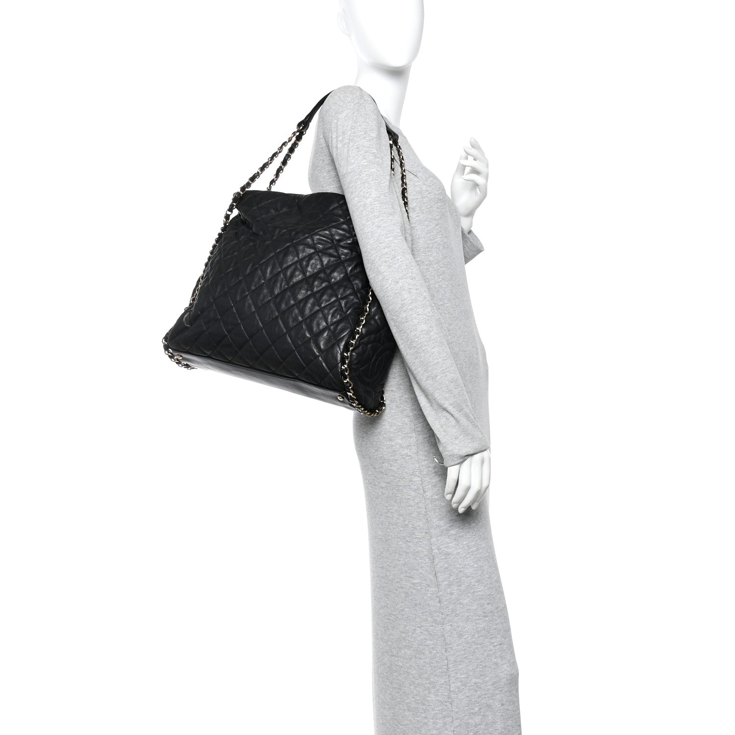 Chanel Calfskin Quilted Large Chain Me Hobo Black 2 of 10