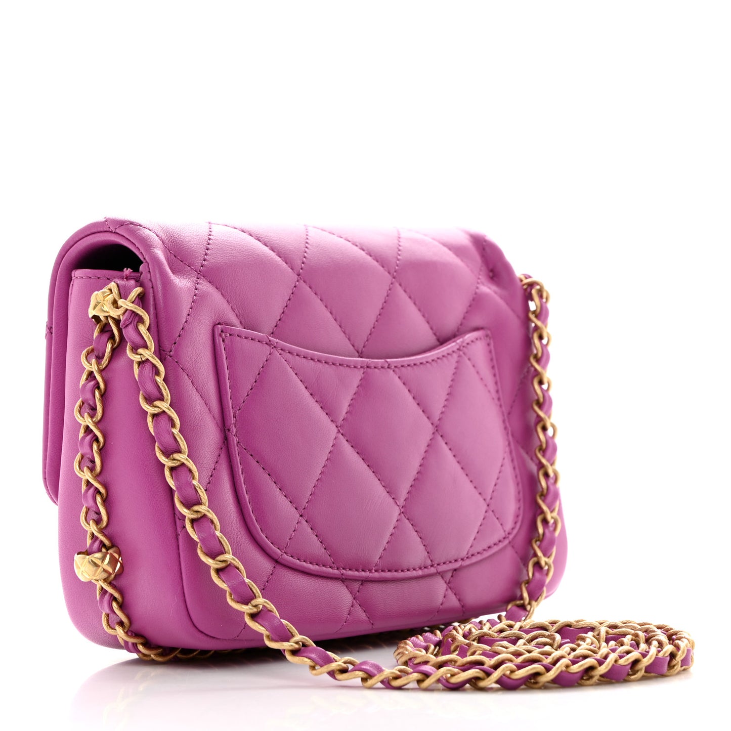Lambskin Quilted CC Small Dynasty Flap Purple
