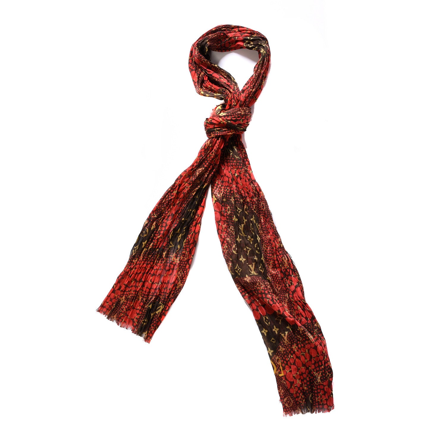 Louis Vuitton Cotton Monogram Kusama Infinity Dots Pareo Scarf Red 1 of 4