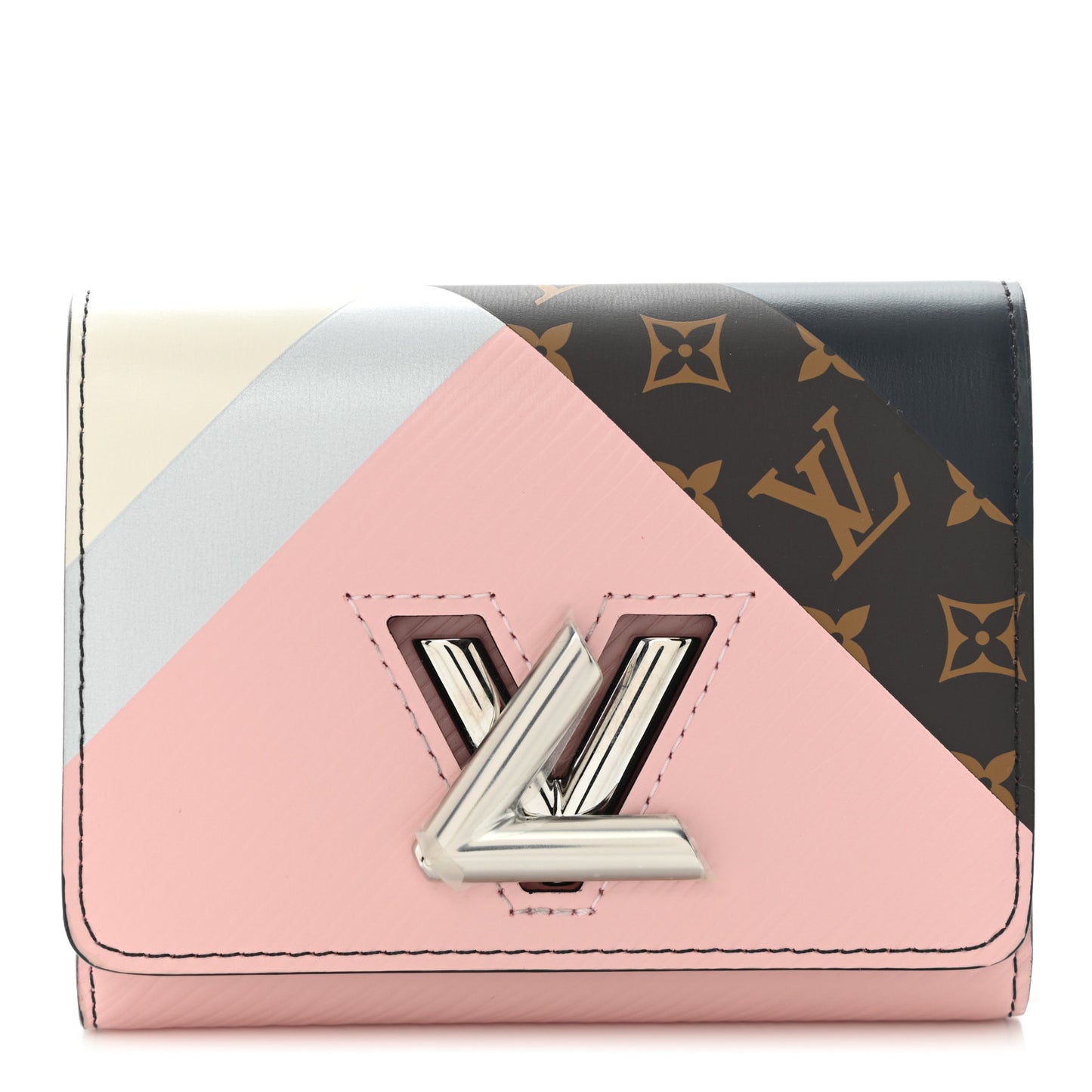 Epi Monogram Tape Twist Compact Wallet Rose White
