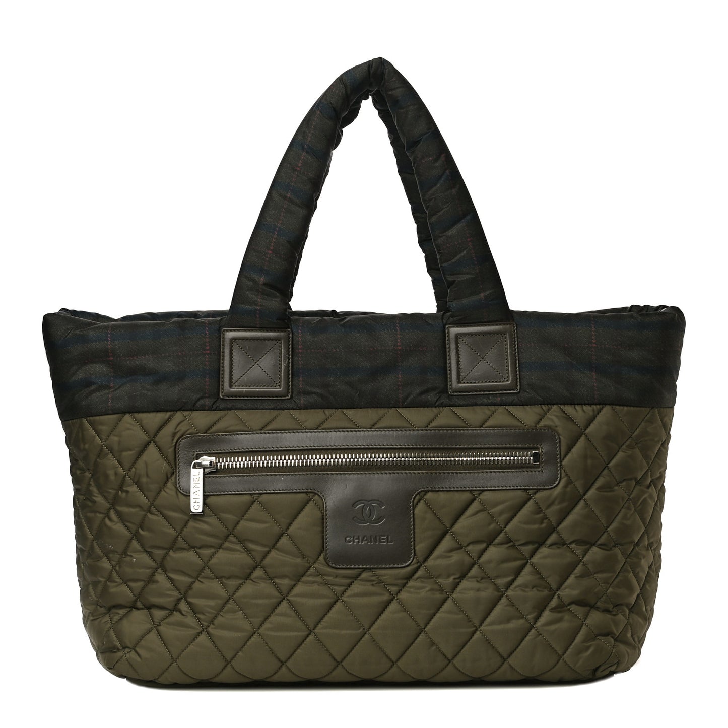 Nylon Quilted Medium Coco Cocoon Tote Khaki