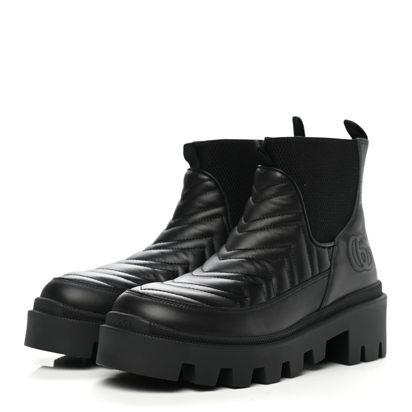 Calfskin Nappa Matelasse Frances Chelsea Boots 36.5 Black