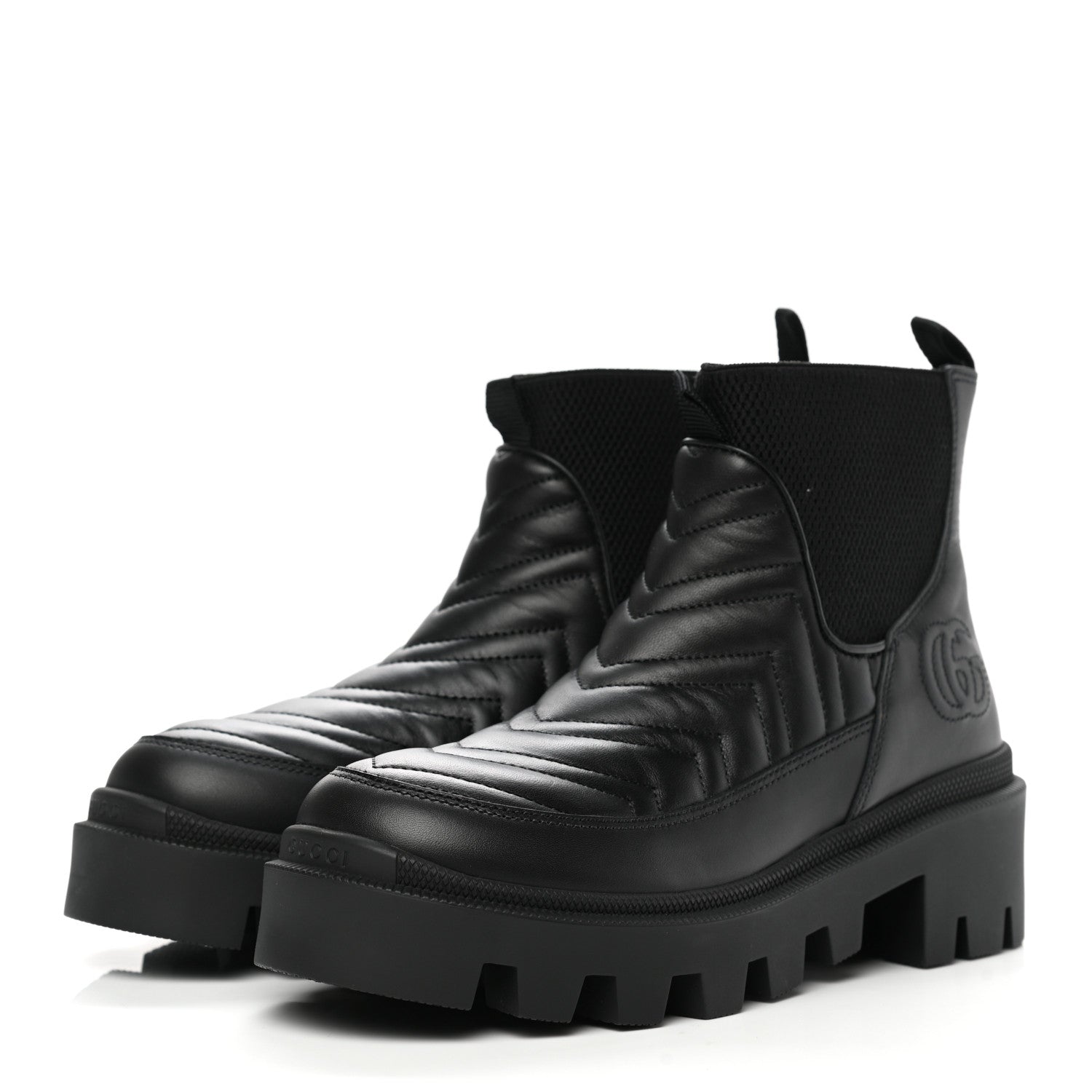 Gucci Calfskin Nappa Matelasse Frances Chelsea Boots 36.5 Black 3 of 9