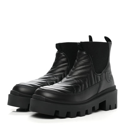 Gucci Calfskin Nappa Matelasse Frances Chelsea Boots 36.5 Black 3 of 9