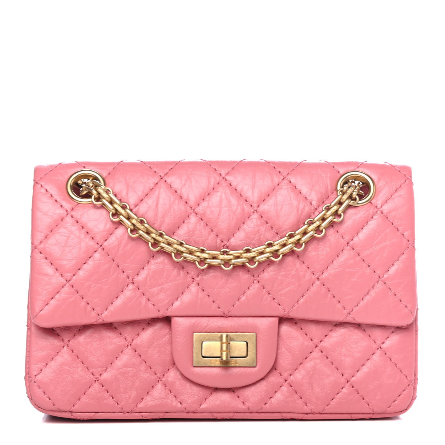 Aged Calfskin Quilted 2.55 Reissue Mini Flap Pink