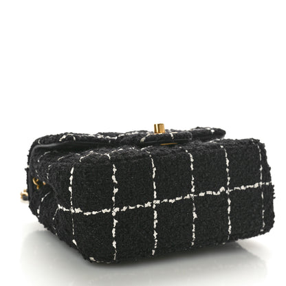 Chanel Tweed Quilted Mini Pearl Crush Flap Black White 4 of 10