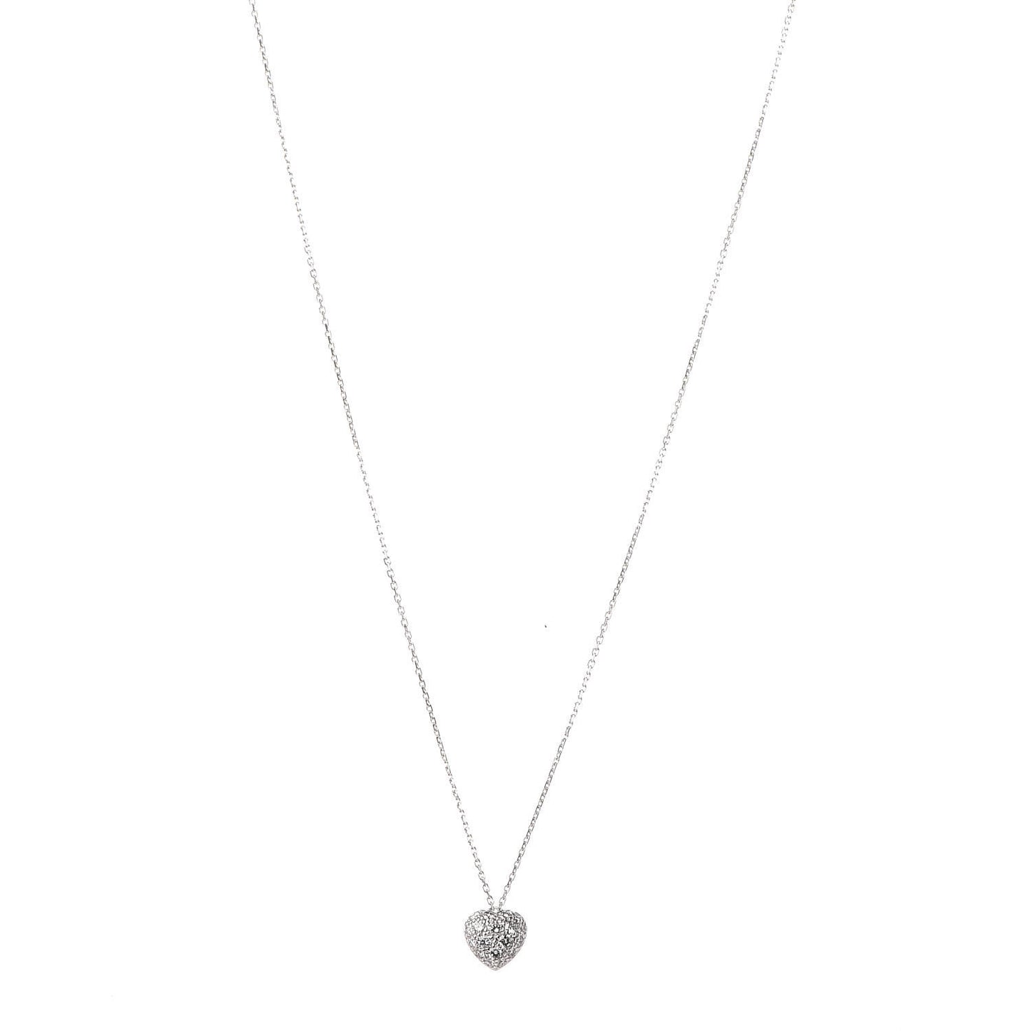 18K White Gold Diamonds Bubble Heart Necklace