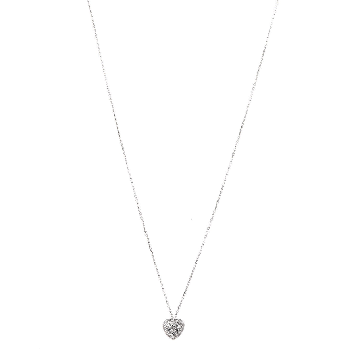 Cartier 18K White Gold Diamonds Bubble Heart Necklace 1 of 6
