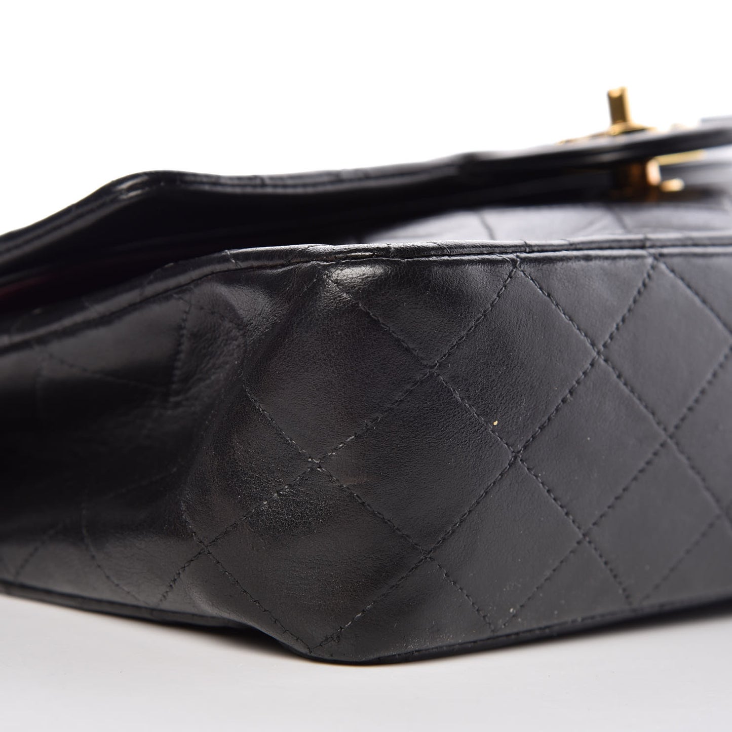 Lambskin Quilted Medium Double Flap Black
