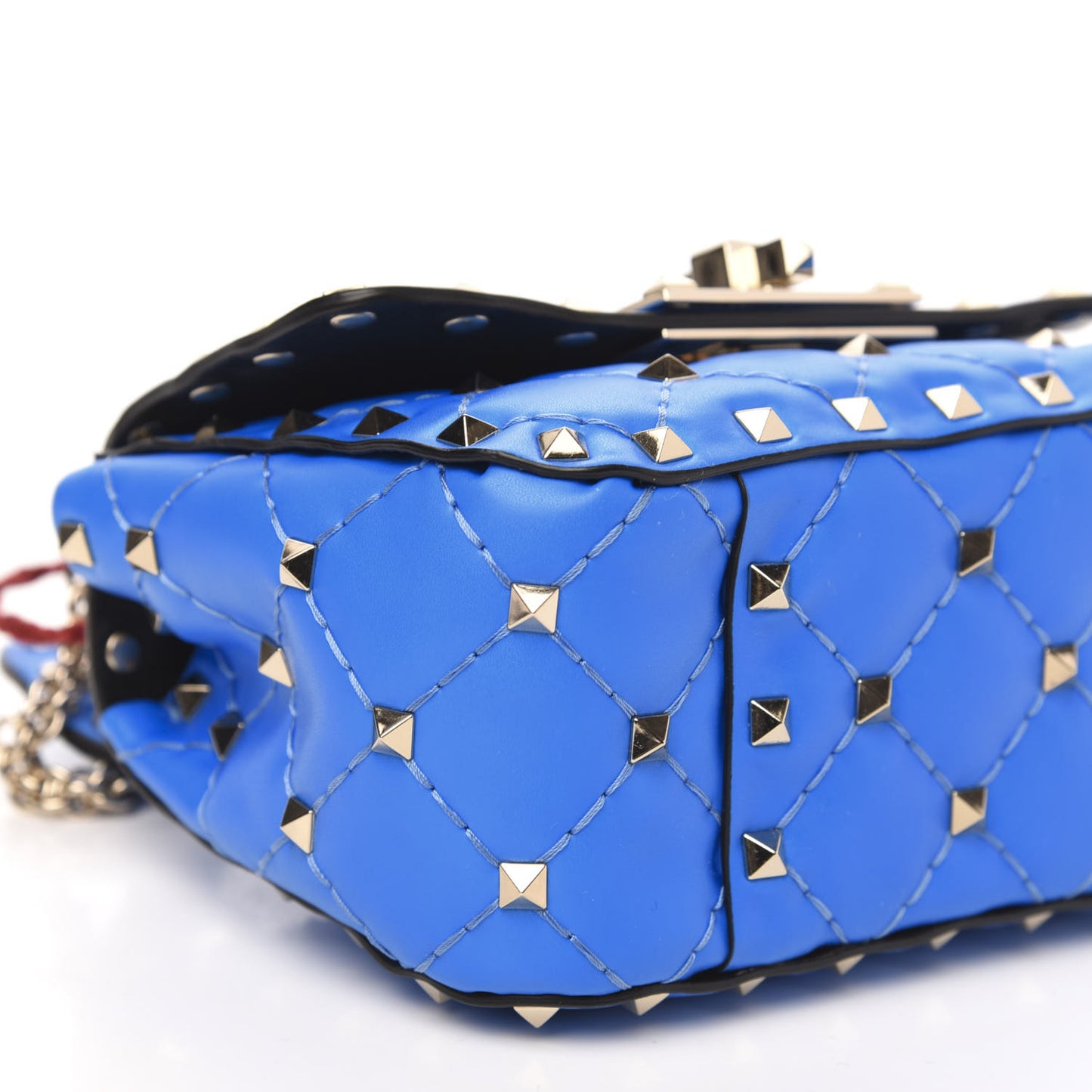 Calfskin Micro Rockstud Spike Shoulder Bag Blue Fluo