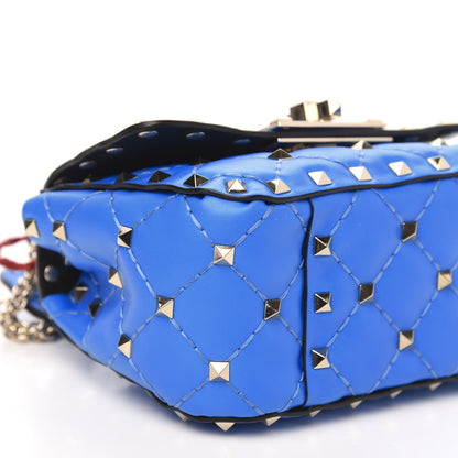 Valentino Garavani Calfskin Micro Rockstud Spike Shoulder Bag Blue Fluo 8 of 9