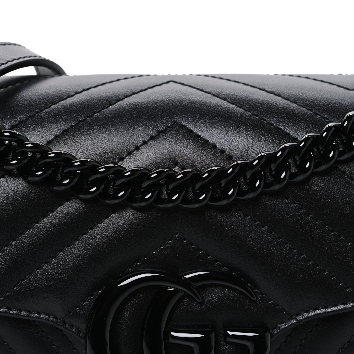 Calfskin Matelasse Monochrome Small GG Marmont Shoulder Bag Black