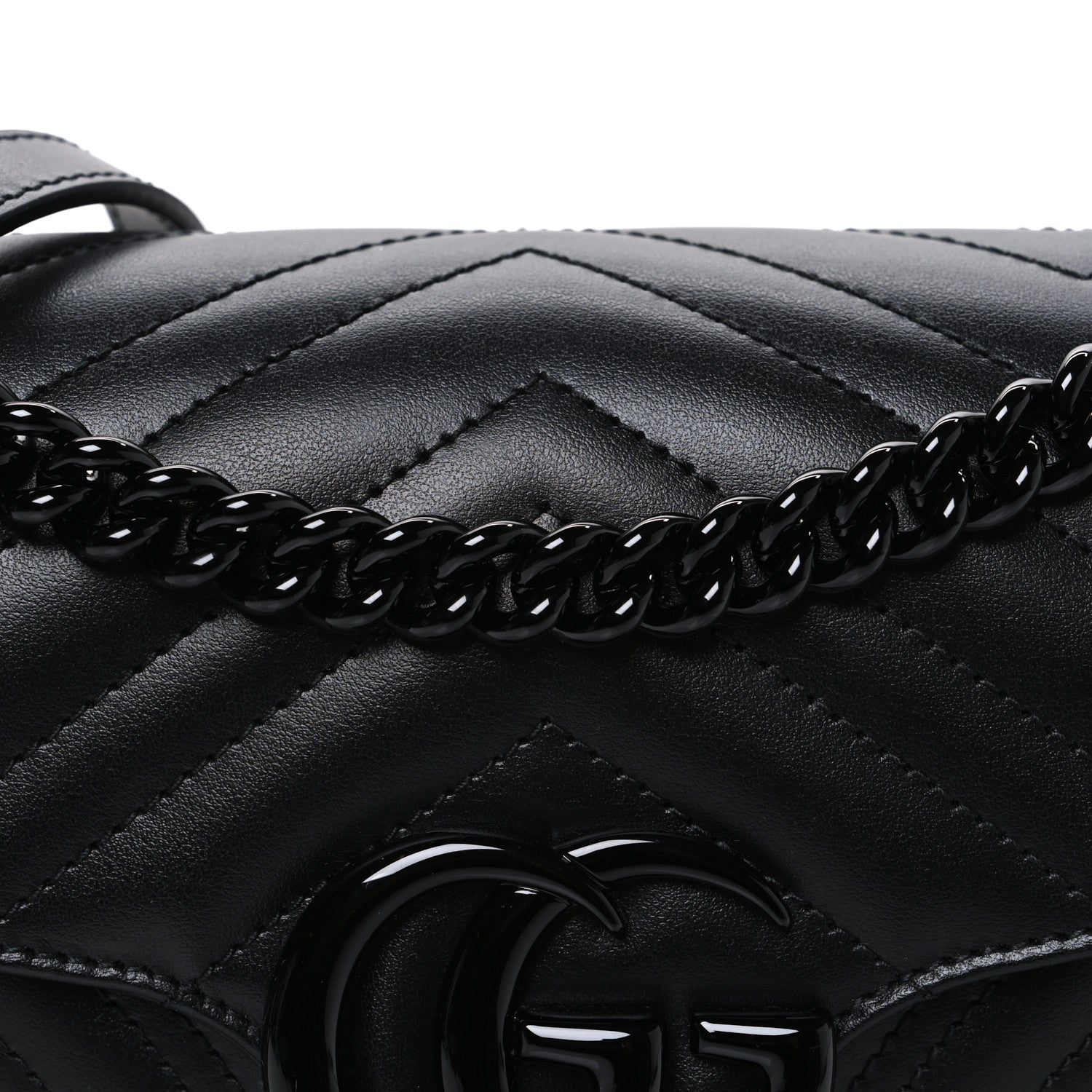 Gucci Calfskin Matelasse Monochrome Small GG Marmont Shoulder Bag Black 7 of 9