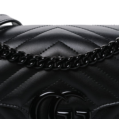 Gucci Calfskin Matelasse Monochrome Small GG Marmont Shoulder Bag Black 7 of 9