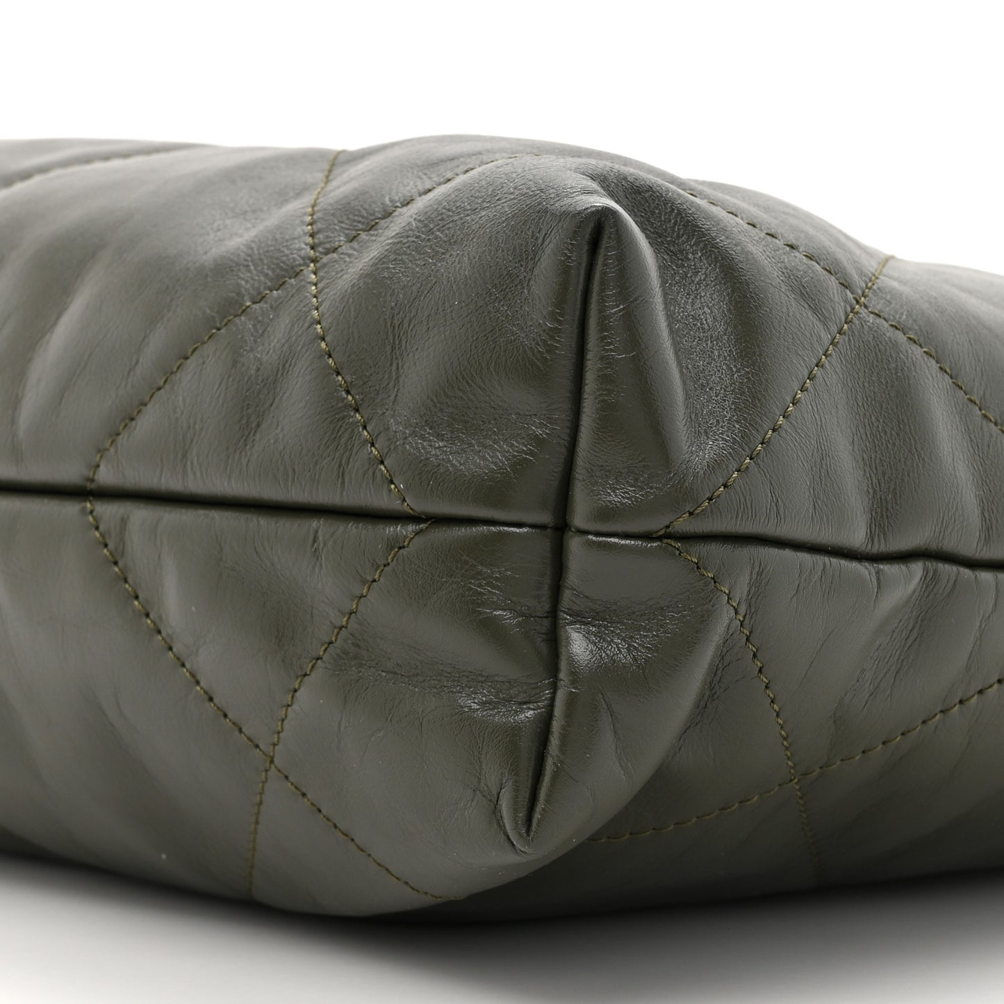 Shiny Calfskin Quilted Small Chanel 22 Khaki