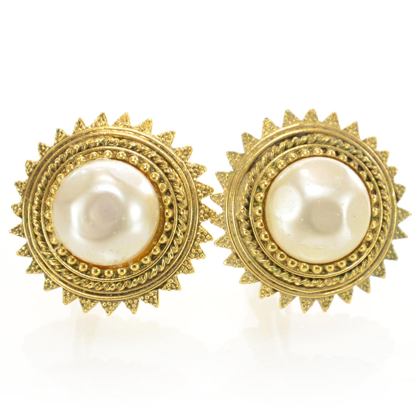 Pearl Nugget Clip On Earrings Gold