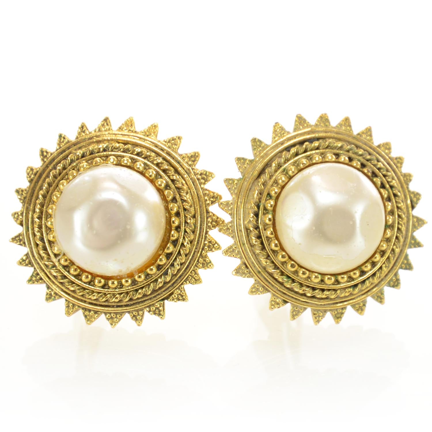 Chanel Pearl Nugget Clip On Earrings Gold 1 of 4