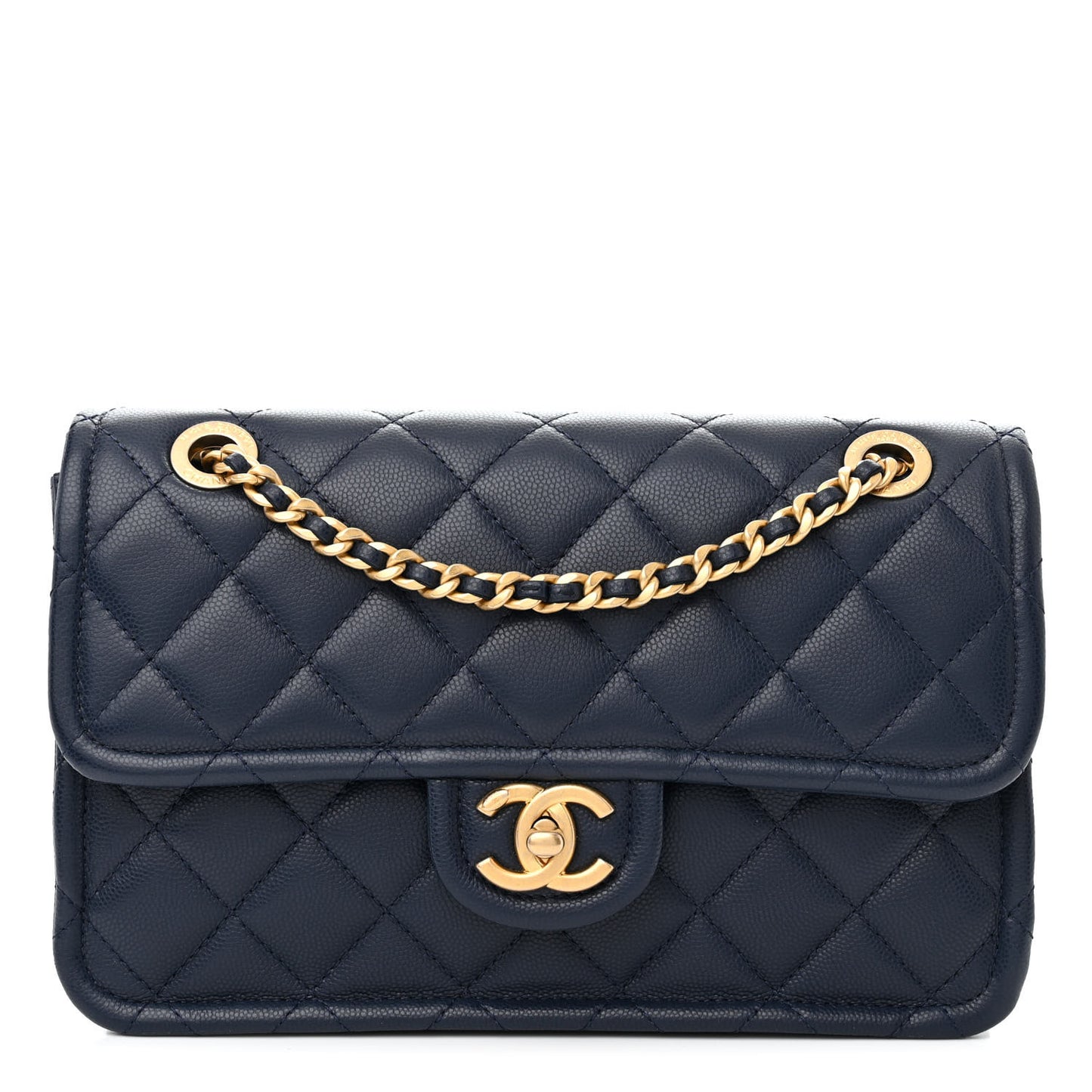 Caviar Quilted Medium Sweet Classic Flap Navy Blue