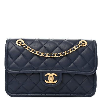 Chanel Caviar Quilted Medium Sweet Classic Flap Navy Blue 1 of 11
