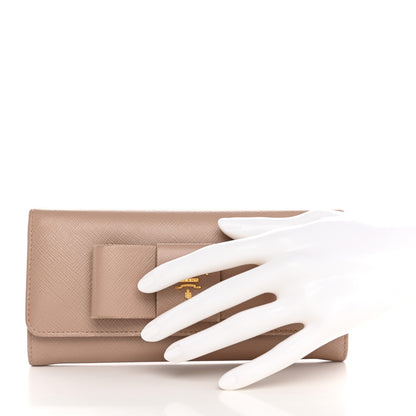 Prada Saffiano Bow Continental Wallet Cammeo 3 of 12