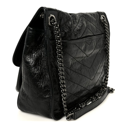Saint Laurent Crinkled Calfskin Matelasse Monogram Medium Niki Chain Satchel Black 3 of 10