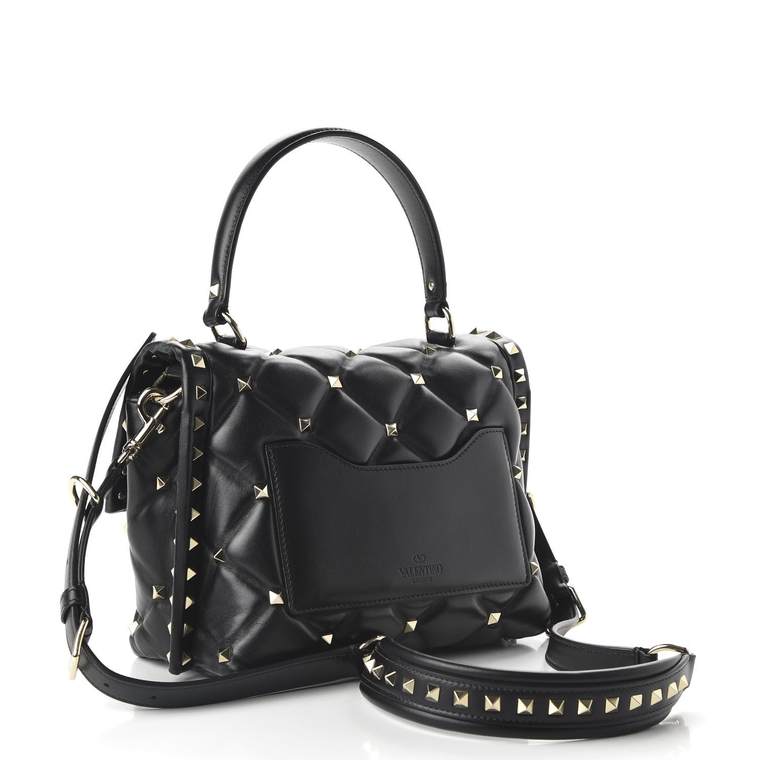 Valentino Garavani Lambskin VLTN Print Candystud Top Handle Bag Black 3 of 9