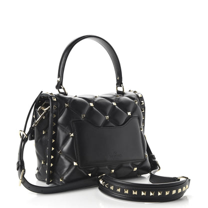 Valentino Garavani Lambskin VLTN Print Candystud Top Handle Bag Black 3 of 9