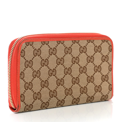 Gucci Monogram Dollar Calfskin Zip Around Wallet Beige Ebony Sun Orange 3 of 11