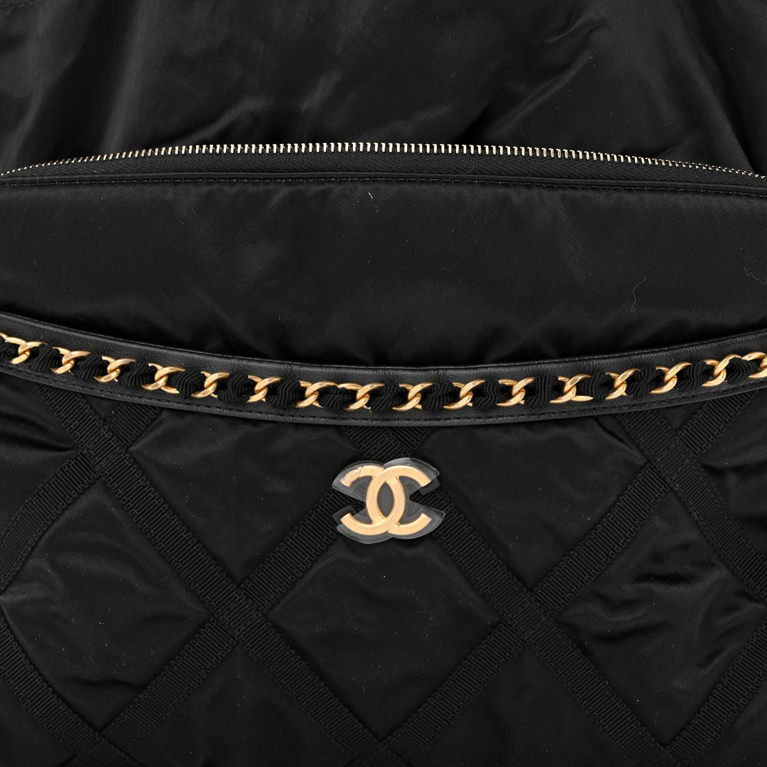 Chanel Nylon Grosgrain Large Lifestyle Pouch With Foldable Tote Black 11 of 14