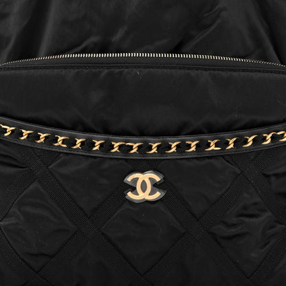 Chanel Nylon Grosgrain Large Lifestyle Pouch With Foldable Tote Black 11 of 14