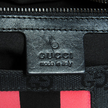 Gucci Monogram Horsebit Web Flap Bag Black Pink 6 of 7