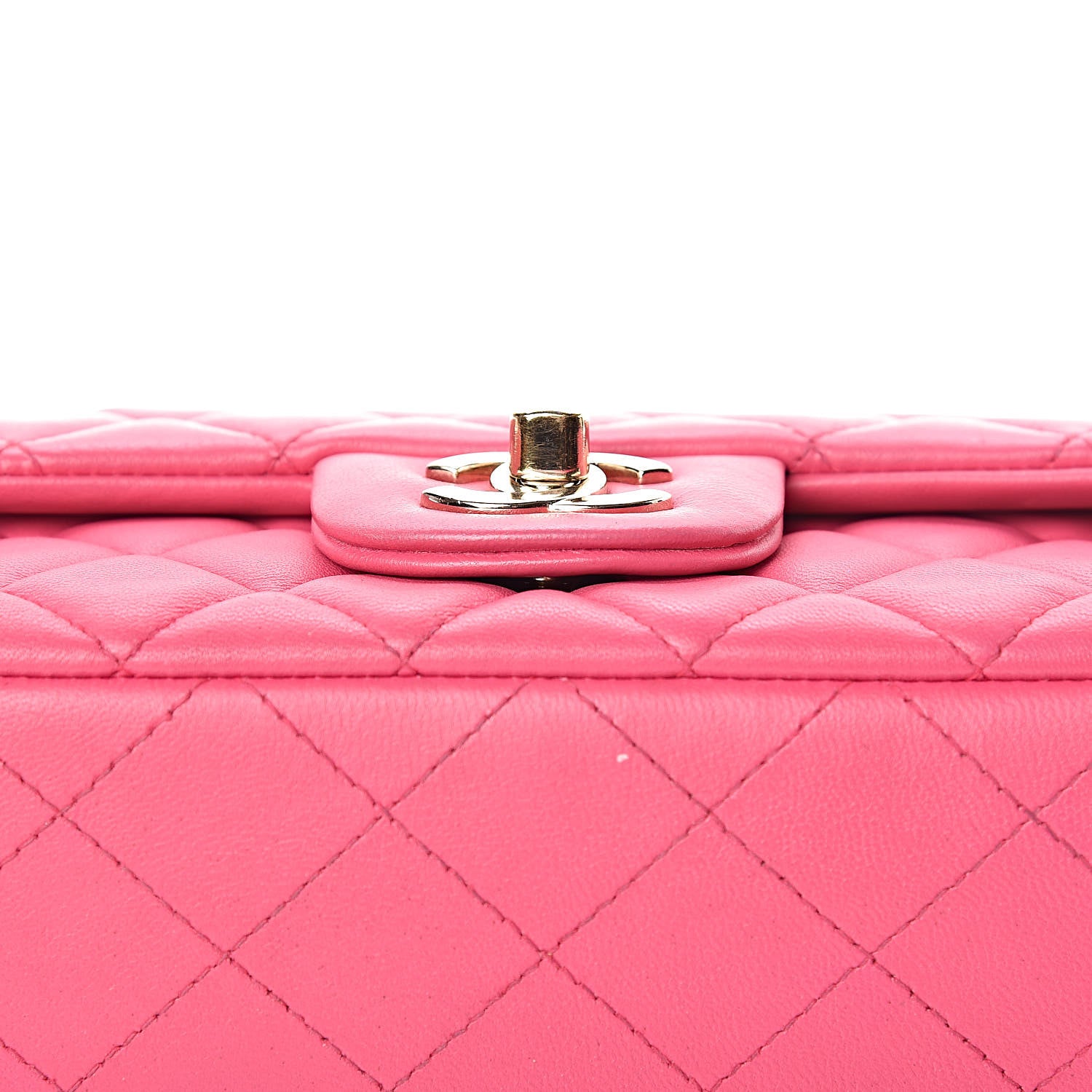 Chanel Lambskin Quilted Mini Rectangular Flap Dark Pink 13 of 13