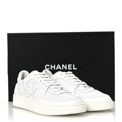 Chanel Calfskin CC Womens Sneakers 38 White 12 of 12