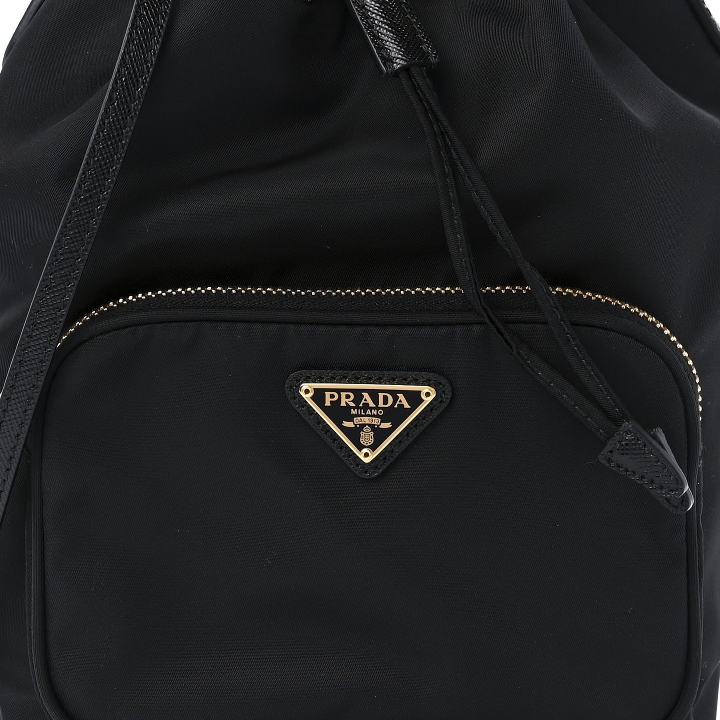 Re-Nylon Duet Drawstring Shoulder Bag Black