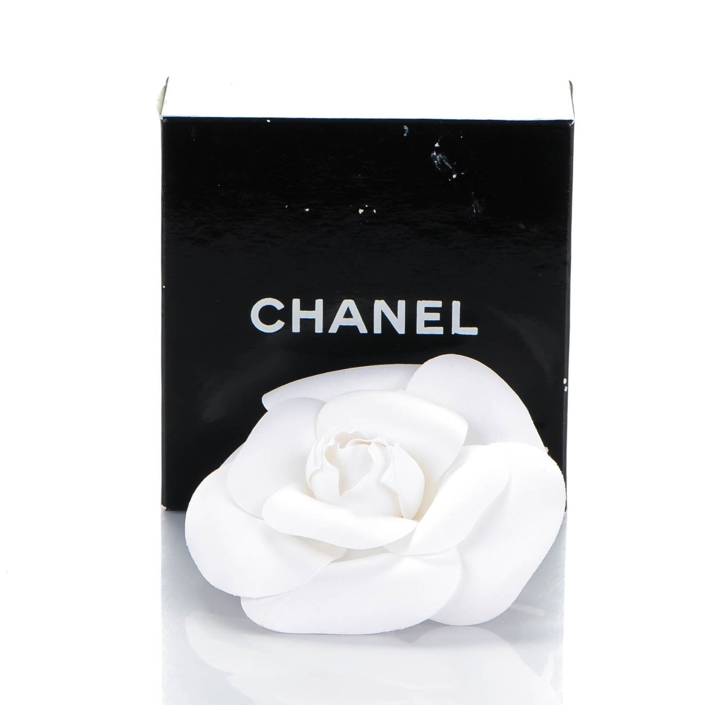 Crepe Satin Large Camellia Brooch Pin White