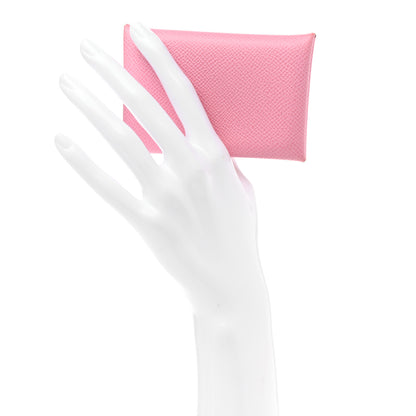 Hermes Epsom Calvi Card Case 5P Pink 2 of 8