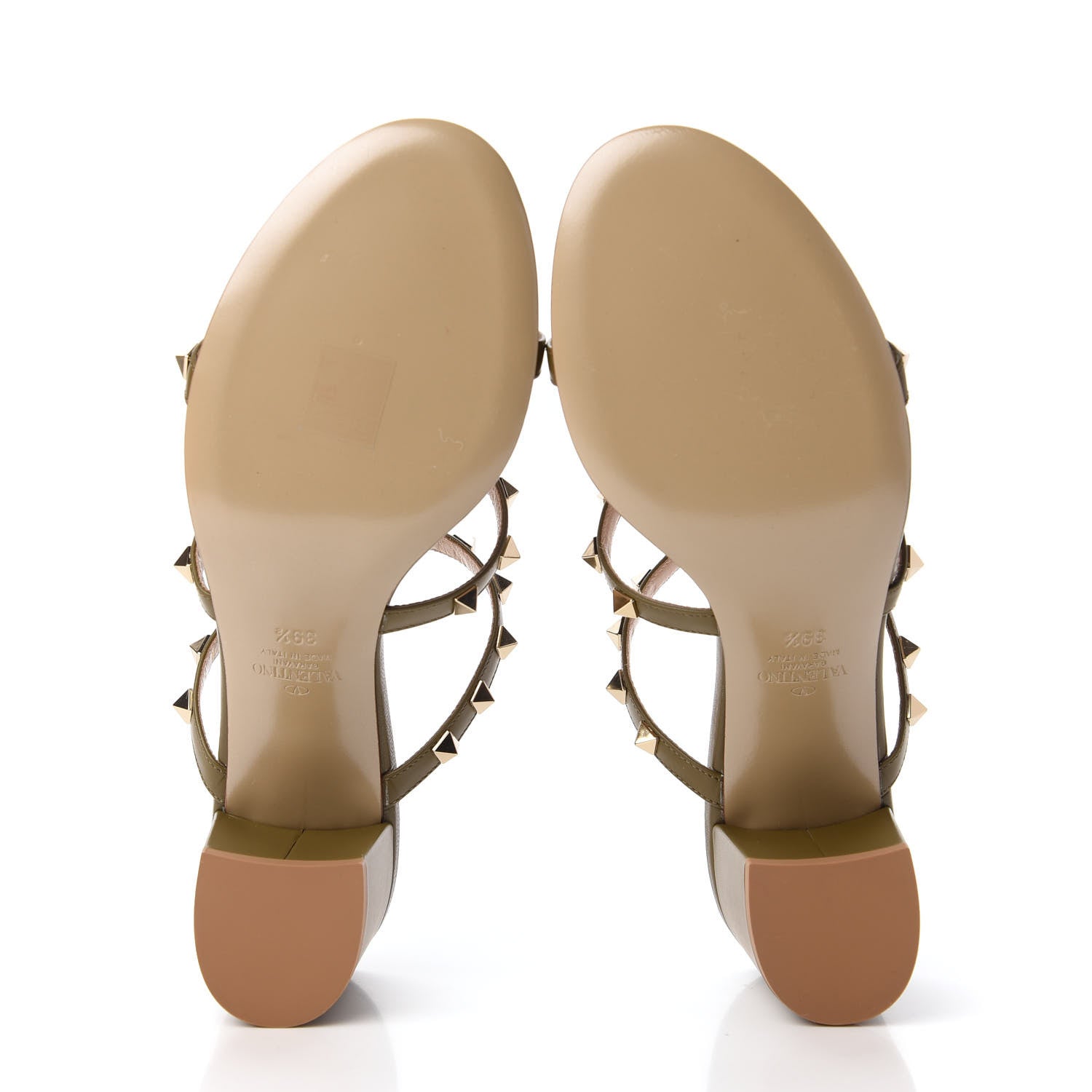 Valentino Garavani Calfskin Rockstud 60mm Caged Slide Sandals 39.5 Lichen 5 of 10