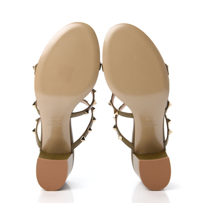 Valentino Garavani Calfskin Rockstud 60mm Caged Slide Sandals 39.5 Lichen 5 of 10