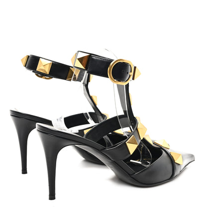 Valentino Garavani Calfskin Roman Stud Ankle Strap 80mm Pumps 41 Black 5 of 10
