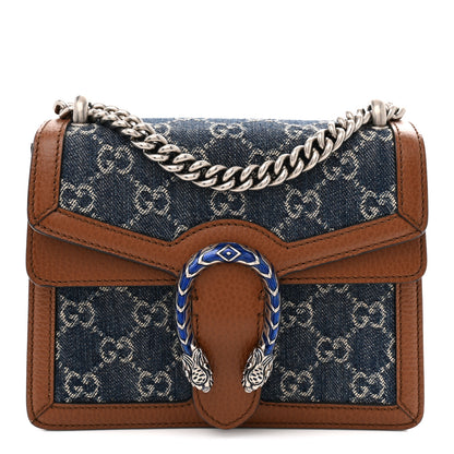 Gucci New Denim GG Monogram Dollar Calfskin Enamel Mini Dionysus Shoulder Bag Blue Tea Cuir Epilog Electric Blue 1 of 11