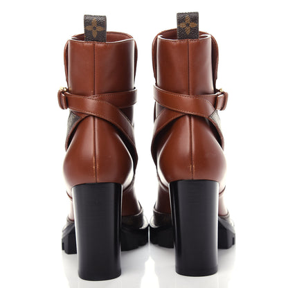 Louis Vuitton Calfskin Monogram Star Trail Ankle Boots 37 Cognac 7 of 10